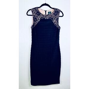 Adrianna Papell Black Size 6 Sleeveless Sheath Dress Lace